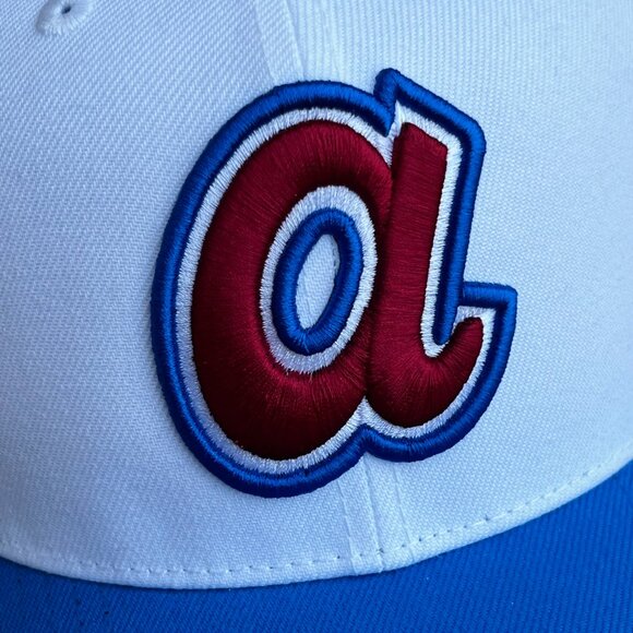 MITCHELL & NESS MLB ATLANTA BRAVES RETRO LOGO PRO CROWN SNAPBACK HAT Blue NEW - Picture 2 of 3